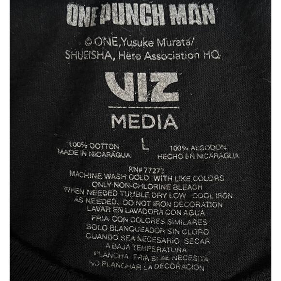 One Punch Man T-Shirt | Saitama Graphic Black Anime Tee | Fist Pose | Size Large - Picture 4 of 8